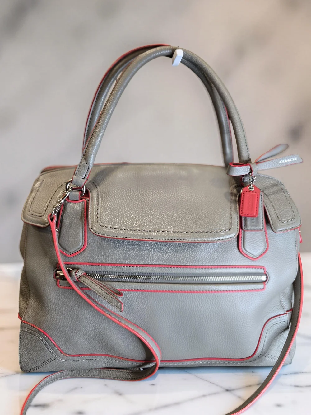 Coach Poppy Leather Flap Satchel Bag